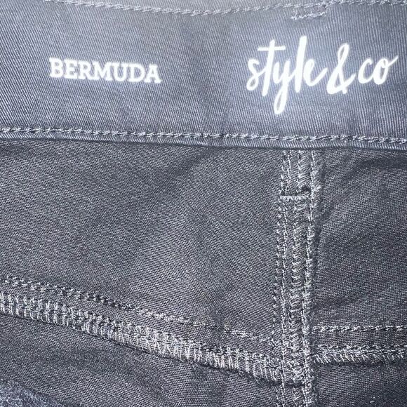 Style & Co Womens Mid-Rise Raw-Edge Bermuda Jean Shorts Deep Black 4 NWT - Picture 4 of 8